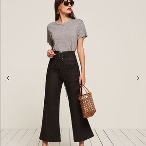 Reformation black linen Joyce pants